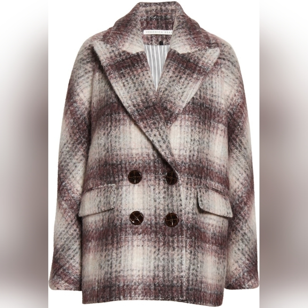 NWT Veronica Beard wool blend Deena Dickey Plaid Coat size M - Picture 3 of 10